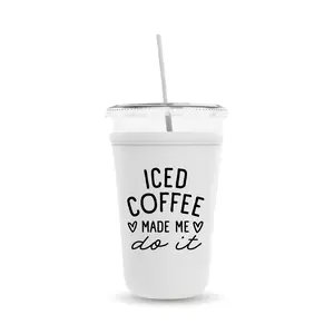 Iced Coffee Made Me Do It, Neoprene Iced Coffee Cup Cooler, Gift and Party Favor Drinkware Ideas, Cold Drink Sleeve