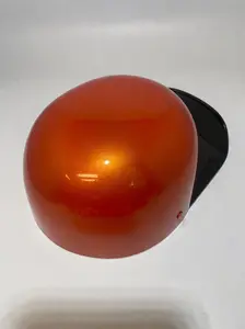 Baseball Cap Style Motorcycle Helmet Electric Orange w/ Black Bill