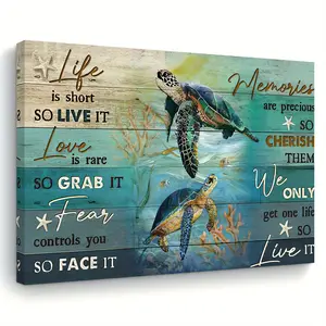 Inspirational Turtle Quotes Canvas Art -   Wall Decor for Living Room, Bedroom, Kitchen & Office - Perfect Home Decoration or Festival Gift, Perfect for Room Decor