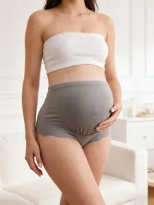 Maternity High Waist Underwear, Comfortable Seamless Design, Perfect for Pregnancy, Casual Style, All Seasons Wear, Midi Dress Length, Pregnancy Shapewear, Seamless Pregnancy Knicker