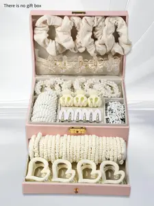 Hair accessories set-includes 4 pieces of knitted large intestine ring, 5 small flower hair clips, 6 pearl hair rings and other multi-size grip clips, which can meet the diverse needs of hair, braiding and hair dressing, and is suitable for daily life.