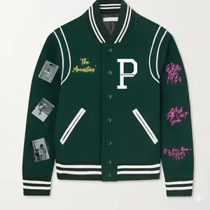 Politrickkks As Usual "The Ancestors" Varsity Jacket Coats Outerwear Urban Casual Tops in Black Green & Navy Blue