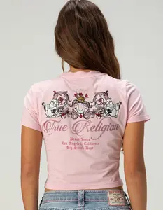 TRUE RELIGION Crystal Buddha Womens Baby Tee