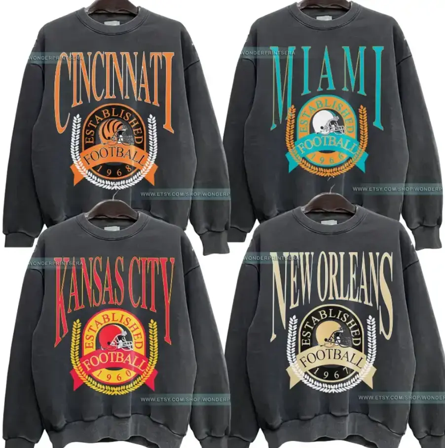 Vintage All Team Football Dark Heather Sweatshirt, Classic Sports Fan Gift, Fashion For All