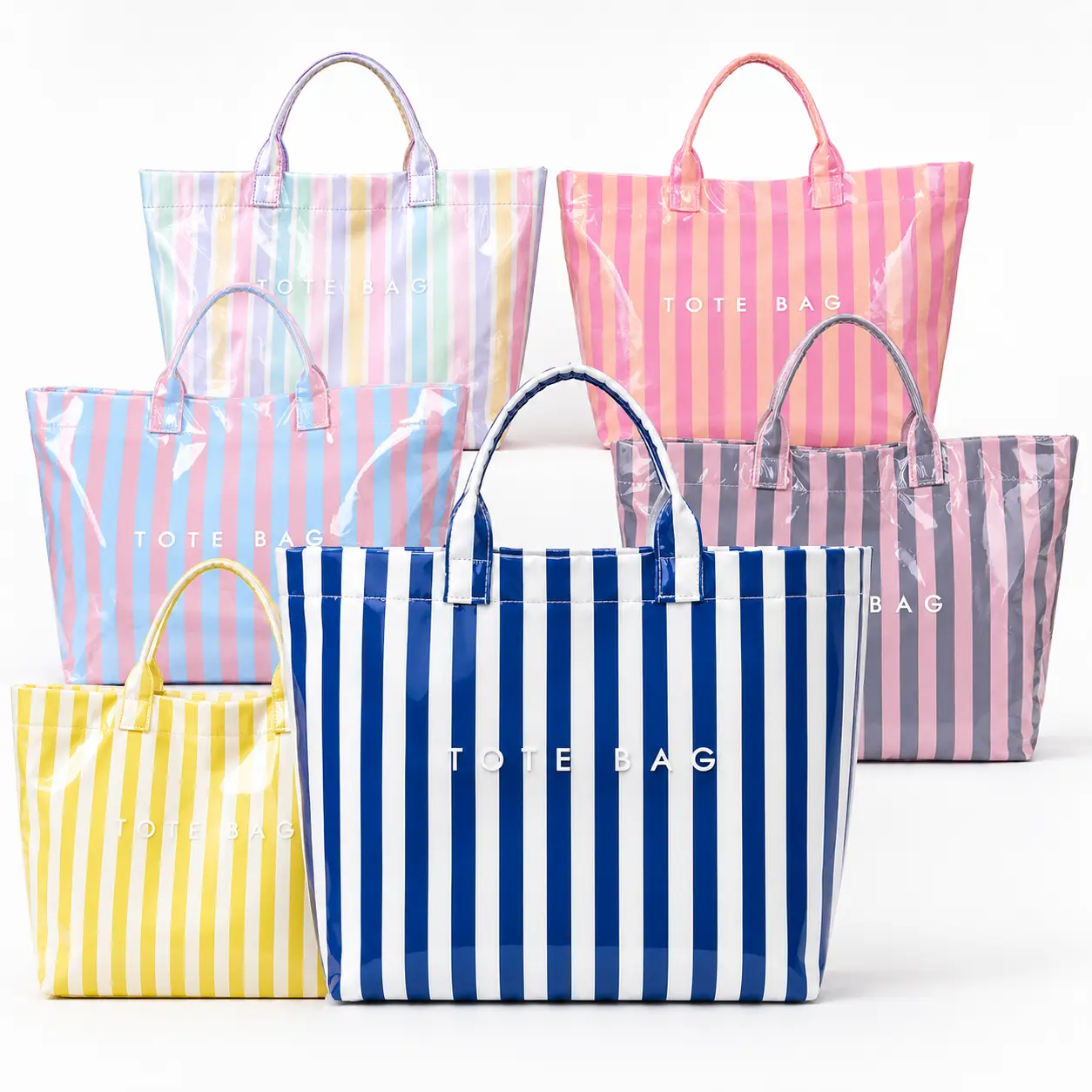 Striped tote bag — high-value, lightweight commuter handbag with large capacity; portable travel shoulder bag; casual, fashionable all-season beach tote; everyday commuting bag; women’s work bag; colorful striped shopping tote