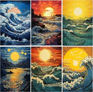 DOTSOPS Diamond Painting Kits Art Adults Painting Kit Crafts DIY 5D Diamond Art Packs Kits Full for Adults Beginner Home Wall Decoration Gift 11.8x15.7 Inches (6 Pack Great Wave)