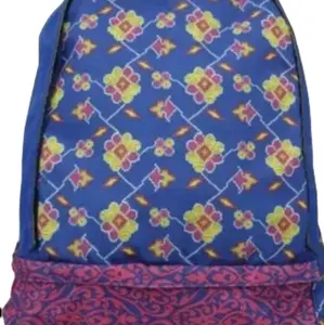 Blue Floral Damask 17" Backpack with Laptop Sleeve, School Travel Bag