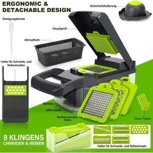 16 in 1 Plastic Food Chopper Onion Slicer Fruit Carrot Veggie Dicer Cutter Manual Slicer Machine Vegetable Cutting Slicer Vegetable Chopper