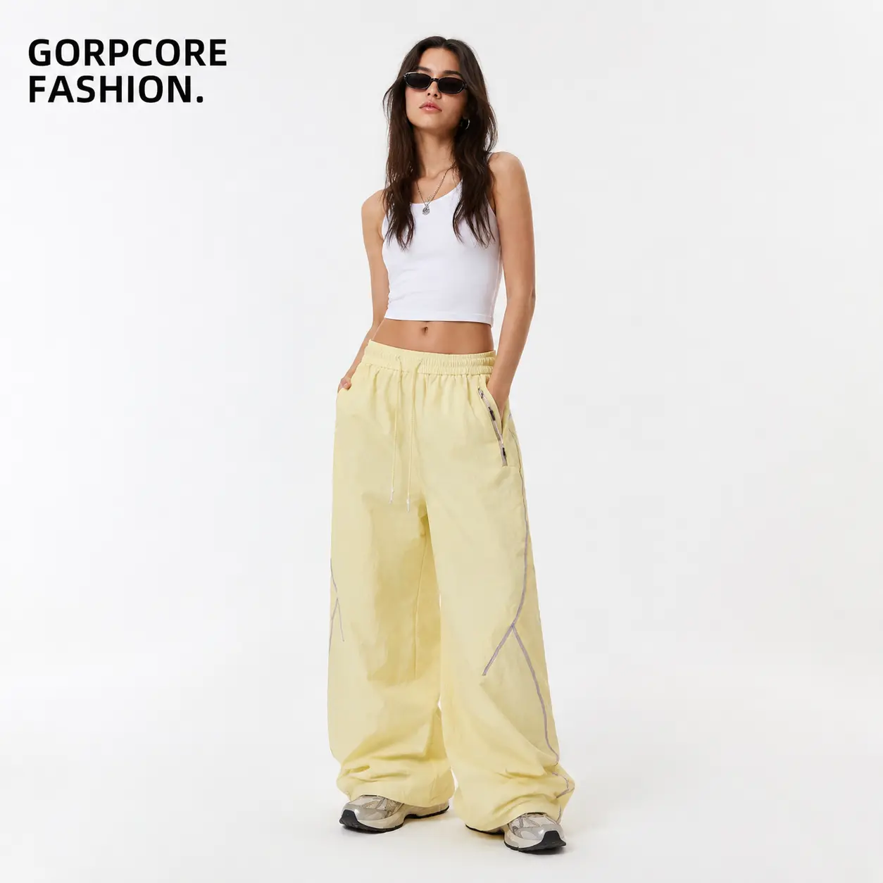 Unisex Streetwear Lightweight Pants, Waterproof & Quick-Dry Parachute Joggers with Zipper Pockets and an Adjustable Drawstring Waist, Baggy, Mountain, Drawstring Waist Sweatpants, Cargo Pants, Outdoors, Universal, Breathable, Plain, Athletic Casual Trouse