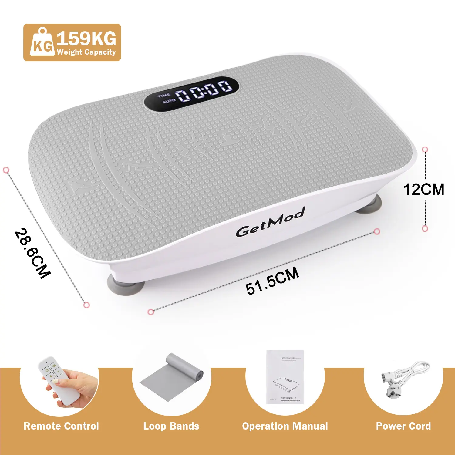 GetMod Smart Vibration Plate Pro - Multifunctional Fitness Tool, Smart Gym System, Full Body Home Work Out Equipment, Vibration Plates Exercise Machine with Built-in Bluetooth Speaker for Wellness & Recovery