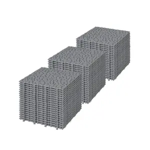 12 x 12 Inch Gray Interlocking Deck Tiles Plastic Waterproof Outdoor All Weather Anti-slip Bathroom Shower Balcony Porch Strong Weight Capacity Upto 440 LBS, Pebble Stone Pattern Pack of 60    RR