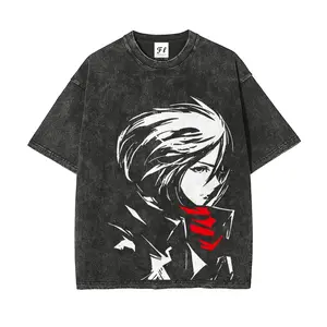 Attack on Titan Mikasa Ackerman Eren Fangirl Oversize Unisex Washed T-Shirt