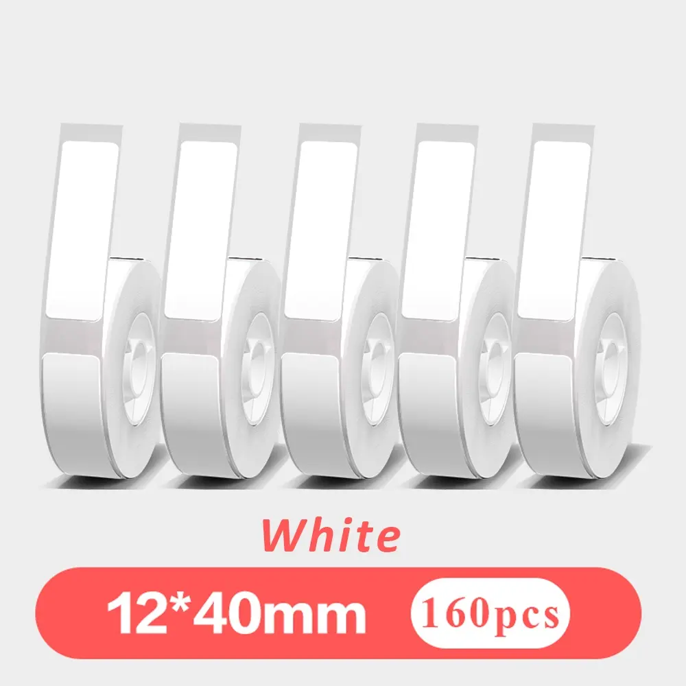 5 Rolls of 12mm×40mm Thermal Label Colored Printing Paper for Kingjim Lite Printers, Waterproof Self-Adhesive Thermal Stickers, Sticky Labels