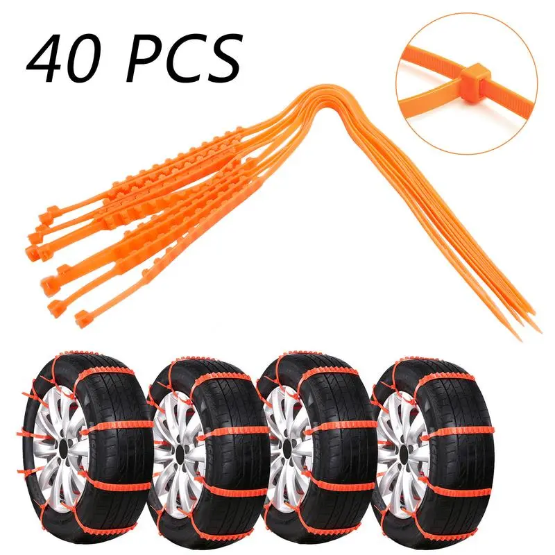 40PCS Universal Tire Chains Snow Chain Anti-Skid Wheel Belts For Cars Trucks SUVs,Emergency Winter Driving,Enhanced Traction