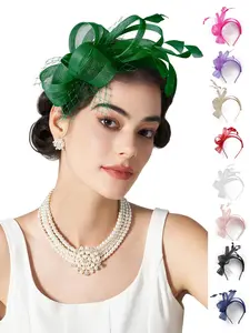 1Pcs Feather Fascinators Headband Adjustable Headband Women's Tea Party Hat Kentucky Derby Hats Cocktail Wedding Bridal Fascinators Headband Clip for Women Girl Birthday Mother's Day Halloween Christmas Gift Goddess Headband