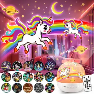 Onefire Unicorn Toys for Girls Gifts, 15 Films+15 Lullaby Sound Machine for Kids Night Light Projector, Remote+Rechargeable Night Light for Kids Gifts, 360 °Rotation Princess Mermaid Toddler Girl Toys