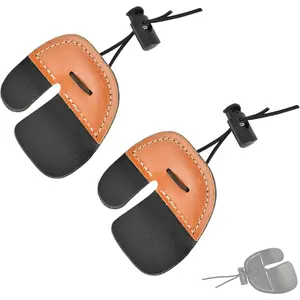 Leather Archery Finger Tab - 2 Pack Double Layer Traditional Archery Bow Tabs Right Hand for Recurve Long Bow Shooting Accessories