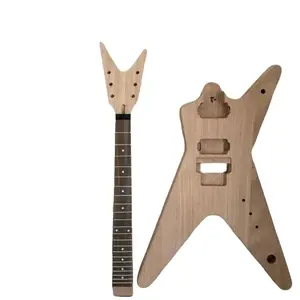 DIY Electric Guitar Kit Dimebag ML Style Solid Mahogany Body Rosewood Fretboard 24.75 Inches String Length 22 Frets Two Humbucker Pickups Floydrose Vibrato System