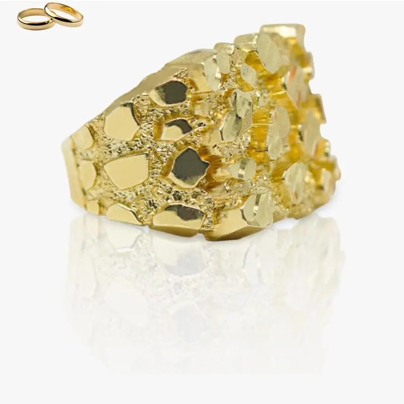 10k Gold Nugget Ring - Pre Engagement Ring Nugget Ring, European Style Gold Ring, Simple Square Bracelet Ring, Casual Jewelry Gift