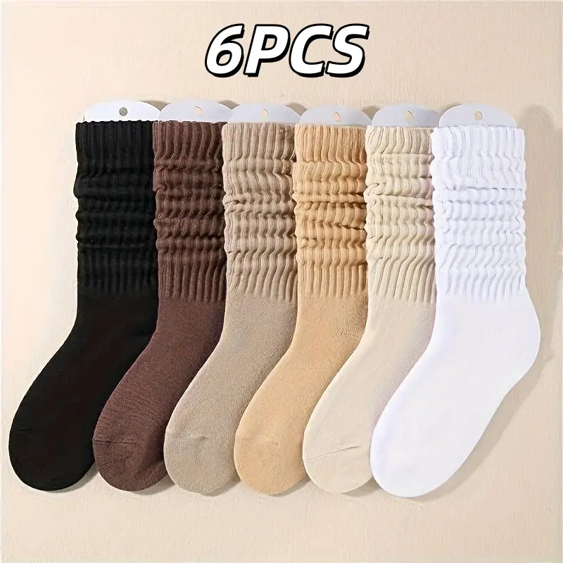 6PCS Women's  Socks Tube Casual Socks,Athletic  Stacked Style for Comfort Size  ﻿