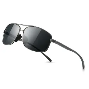 SUNGAIT Ultra Lightweight Rectangle Sunglasses for Men Polarized TAC Lens UV400 Protection Metal Frame Flexible Spring Hinge Classic Square Luxury Shades