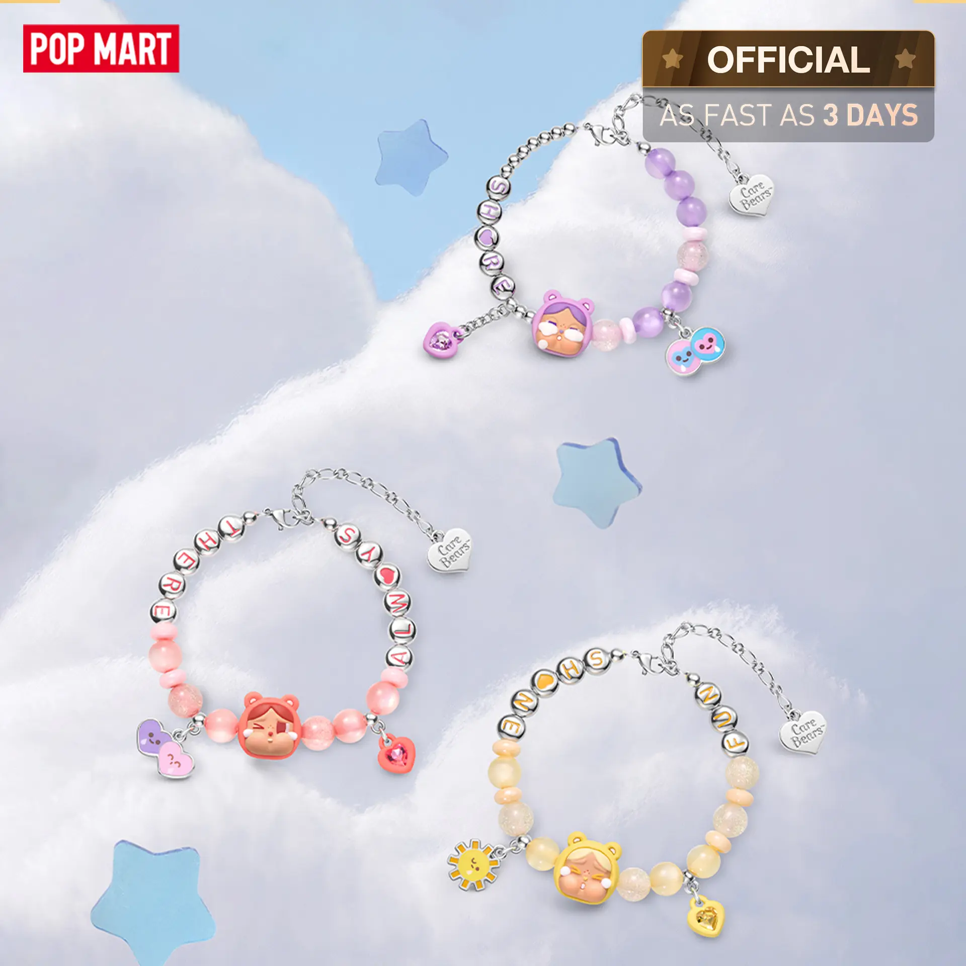 【NEW】POP MART CRYBABY × Care Bears Series - Bracelet Blind Box Mystery Gift