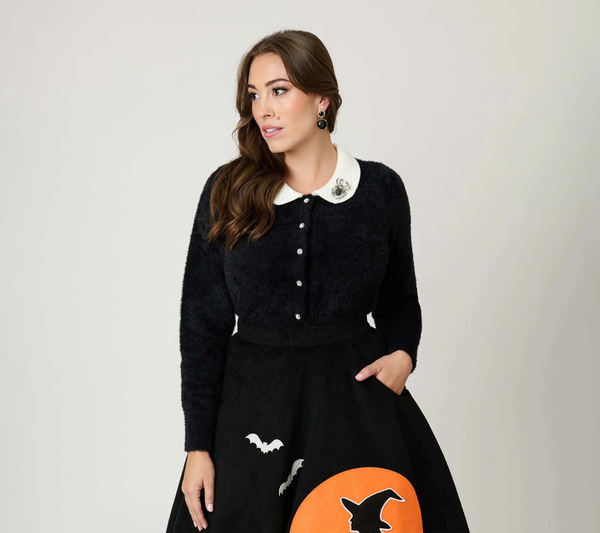 Unique Vintage Black Spider Pin Cardigan