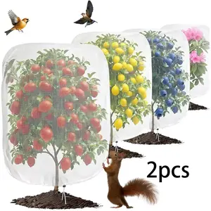 2Pcs Garden Plant Mesh Protector, Adjustable Size Bird Insect Barrier Net for Blueberry Bush Tomato Plant Fruit Tree