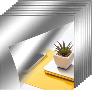 Flexible Mirror Stickers Bendable Self-Adhesive Non-Glass Mirror Tiles Home Wall Decoration things for rooms (10 Pieces)