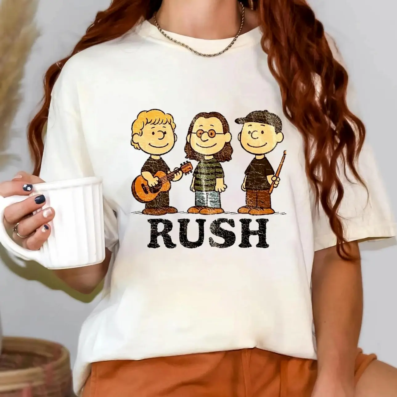 Rush x Peanuts Retro T-Shirt, Geddy Lee, Alex Lifeson & Neil Peart Rock Band, Casual Graphic Shirt, Gift for Men, Gift for Women X9Y
