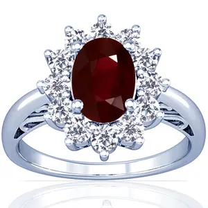 GIA Ruby Oval and Diamond Halo Ring - (14k White Gold)- R65364RERB