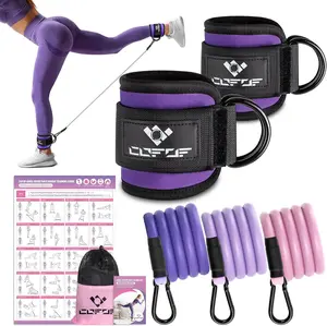 Ankle Resistance Bands with Cuffs, Ankle Bands for Working Out, Ankle Band Cuff for Kickbacks Hip, Leg Glute Exercise Equipment with Training Poster, Resistance Band with Ankle Cuffs for Women