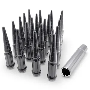 EZAccessory 14x2.0 Thread Spiral Spike Lug Nut Set with Twisted Tip Design Bulge Acorn