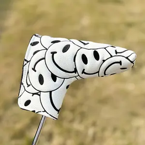 Golf Push Rod Protective Cover, Happy Smiling Face Design, Waterproof & Durable Material, Multiple Colors Available, Perfect Golf Accessory