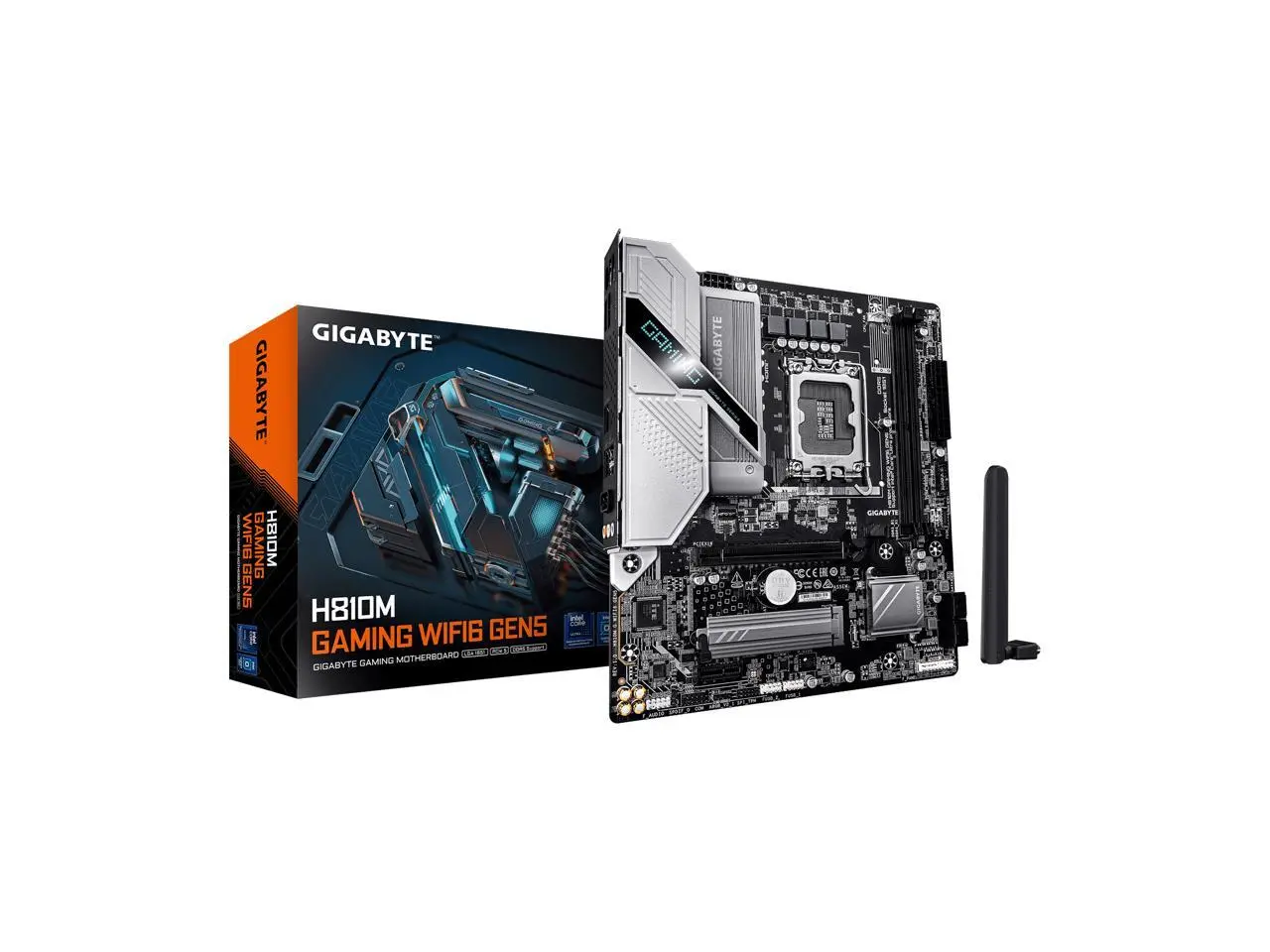 GIGABYTE H810M GAMING WIFI6 GEN5 Intel LGA 1851 mATX Motherboard, Support Core Ultra (Series 2), DDR5, 4+1+2 Power Phase, PCIe 5.0 x16, 1x M.2, USB 3.2 Gen 1, Front USB-C, WiFi 6, 2.5GbE, EZ-Latch