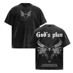 God's Plan Christian Graphic Tee Oversized Acid Wash Streetwear for Men & Women Vintage Jesus Shirt Angel Wings Cross Y2K Aesthetic Religious Clothing Jeremiah 29:11 Bible Verse Faith Based Inspirational Apparel Easter Retro Gifts Unisex Trendy Shirts!