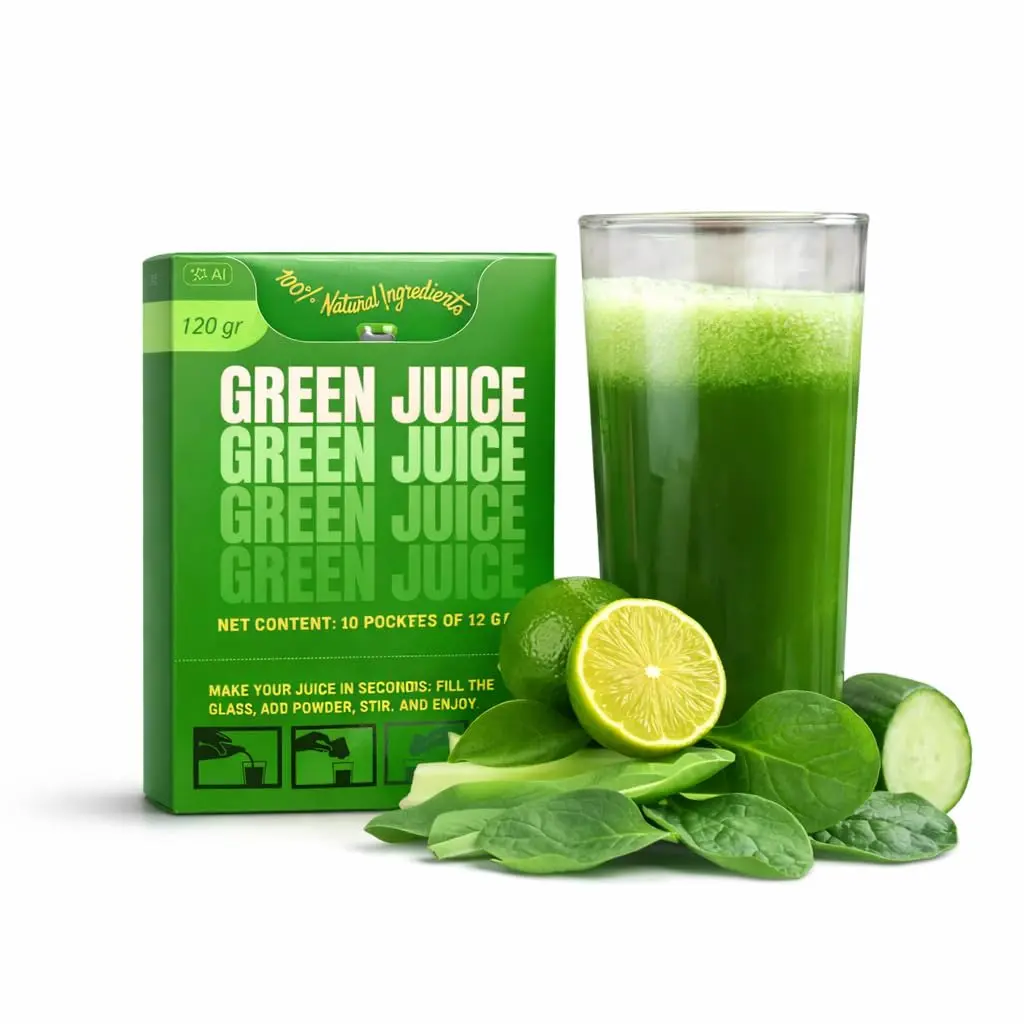 Green Juice Powder Drink Mix with Fiber – Whole Fruits & Vegetables, No Added Sugar, Daily Greens, 10 Stick Packs, All-in-One Green Starter Kit