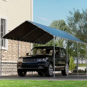 10x20 Portable Outdoor Garage (Grey/White) - Heavy Duty Carport with UV Protected Tarp Shelter Cover for Car & Boat