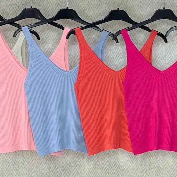 Colorful Ribbed Tank Tops for Women - Soft & Comfortable Sleeveless Shirts in Pink Blue Orange & Magenta