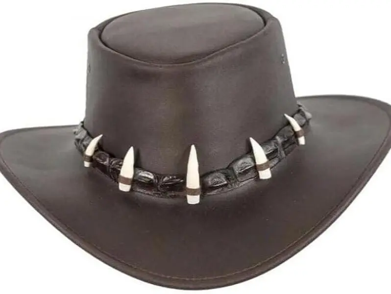 Leather Hat Crocodile Band Australian Outback Dundee Aussie Men Women Jacaru Black Cowboy, Large