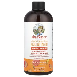 MaryRuth's Liquid Morning Multivitamin + Hair Growth, Peach Mango, 15.22 fl oz (450 ml)