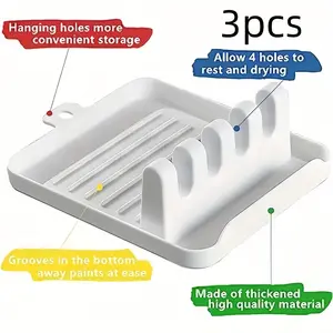 3 Piece Paint Brush Holder Set with 4 Slots, Art Brush Stand, Watercolor Palette, Acrylic Oil Painting Pen Rack, School Supplies