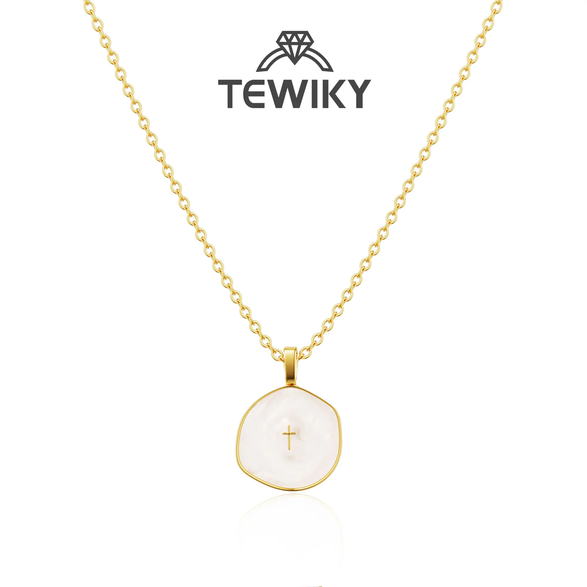 TEWIKY Gold Cross Necklace for Women Dainty Simple Cross Pendant with Enamel & Cubic Zirconia Gem Elegant Hypoallergenic Brass Jewelry Party Daily Wear For Easter summerwins