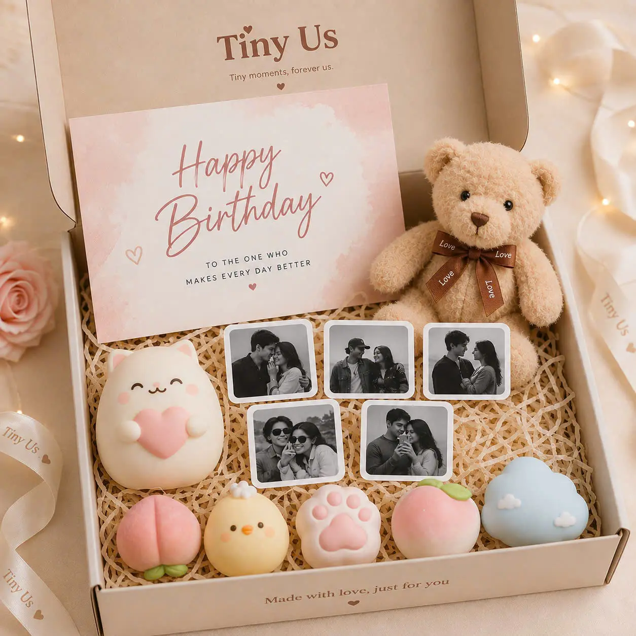 Tiny Us - Personalized Memory Gift Box (Squishies + Plushie + Black and White Photos)