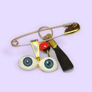 Azabache Protection Pin Amulet with Blue Santa Lucia Eyes and Peony, Absorbs Negative Energy, Guards Against Envy, Spiritual Guidance for Home Religious Decor, Absorb Negative Energy, Guard Against Envy