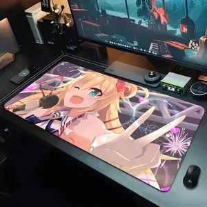 Akai Haato Mouse Pad Game Design 1000×500mm 900×400mm 800×400mm 600x300mm Large XXL Gaming Mouse Pad - Extended, Thick, Non-Slip Rubber Base Desk Mat with Precision Stitched Edges - Washable Large Desk Pad