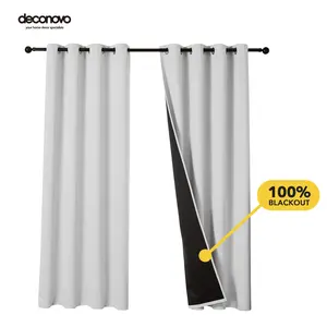 100% Blackout Curtains (2 Panels) - Thermal Insulated, Soundproof & Cold-Proof Grommet & Back Tab Drapes for Living Room & Bedroom by Deconovo