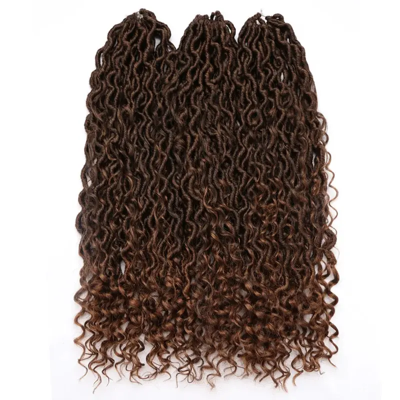 NEW Synthetic River Locs Crochet Hair Braids Curly Faux Locs Braiding Hair Extensions for Women Black Hippie Locs Boho Style