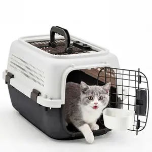 Dog Crates for Small Dogs & Cat Carriers, Two-Door Plastic Pet Kennel, Top & Front Loading