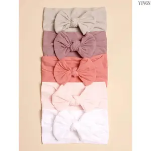 5Pcs Baby Bow Hair Bands, Soft Skin-Friendly High Stretch Hair Accessories, Cute Big Bow Design for Newborn Girls Boys, Comfortable Elastic Headbands for Daily Wear